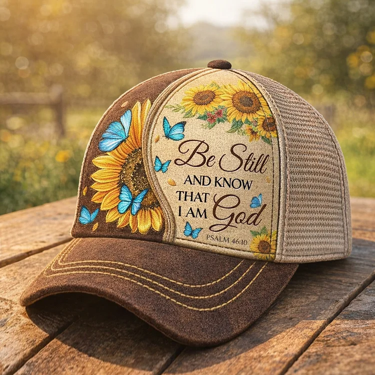 Be Still And Know That I Am God Psalm Printed Casual Hat socialshop