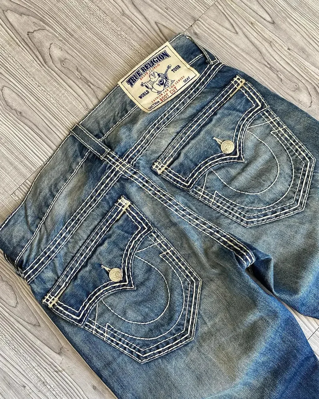 Aonga Y2k New Jeans Pocket Embroidery Design Blue Jeans Street Retro Hip Hop Jeans Pants Mens Womens High Waist Wide Leg Straight Pant aonga
