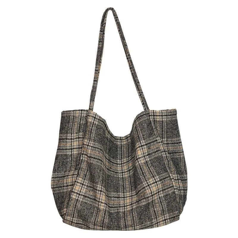 Extra Large Plaid Tote Bag