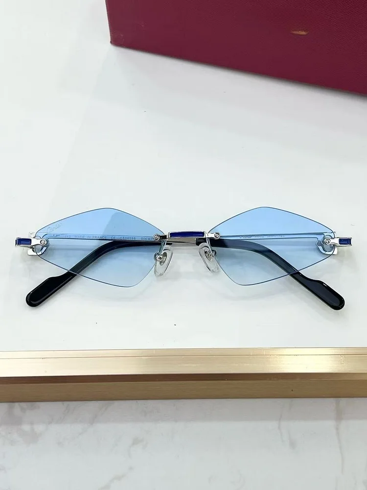 New Fashionable Men Borderless Diamond Shaped Sunglasses High-End Metal Neutral Style Street Sunglasses Uv400