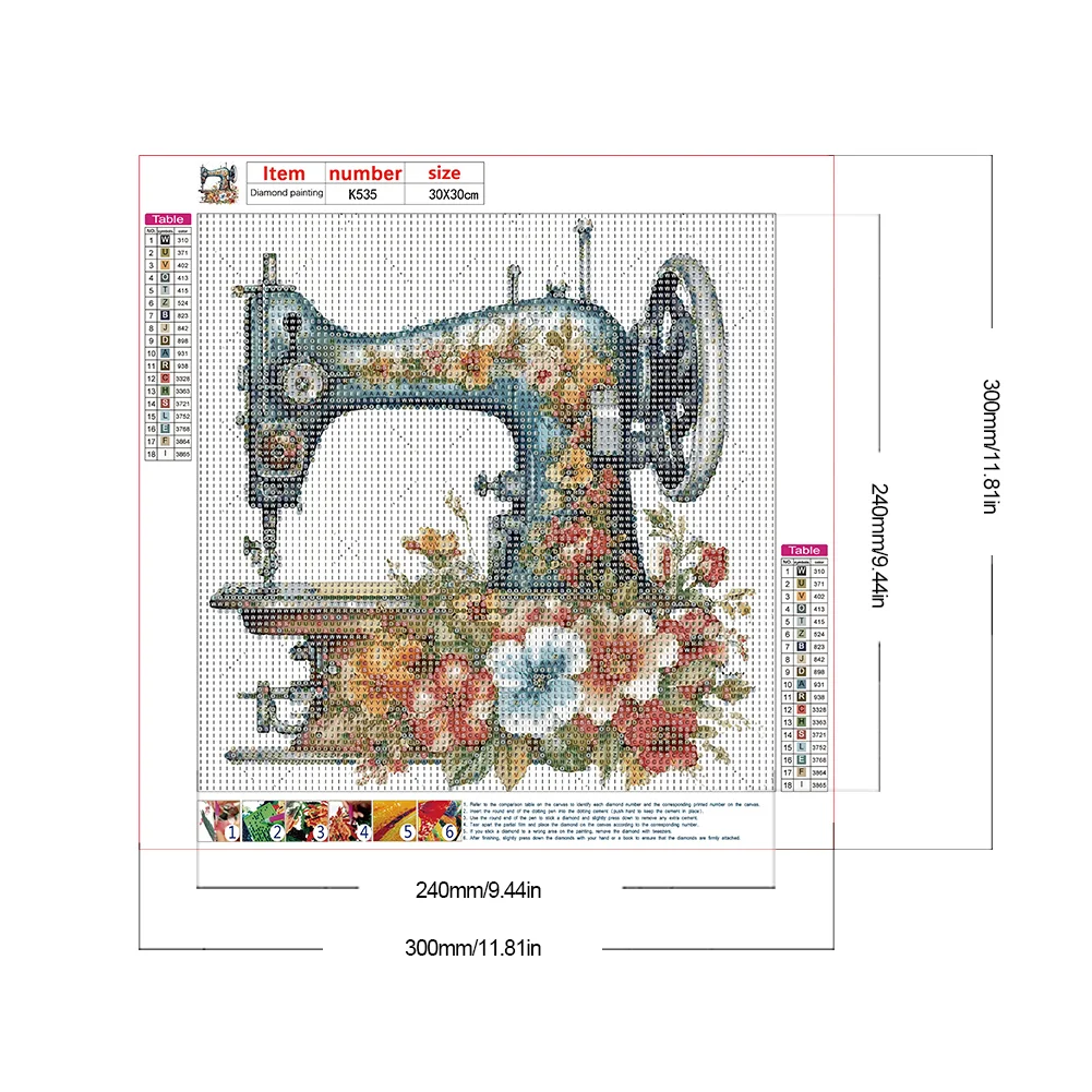 Diamond Painting - Full Round Drill - Sewing Machine(30*30cm)