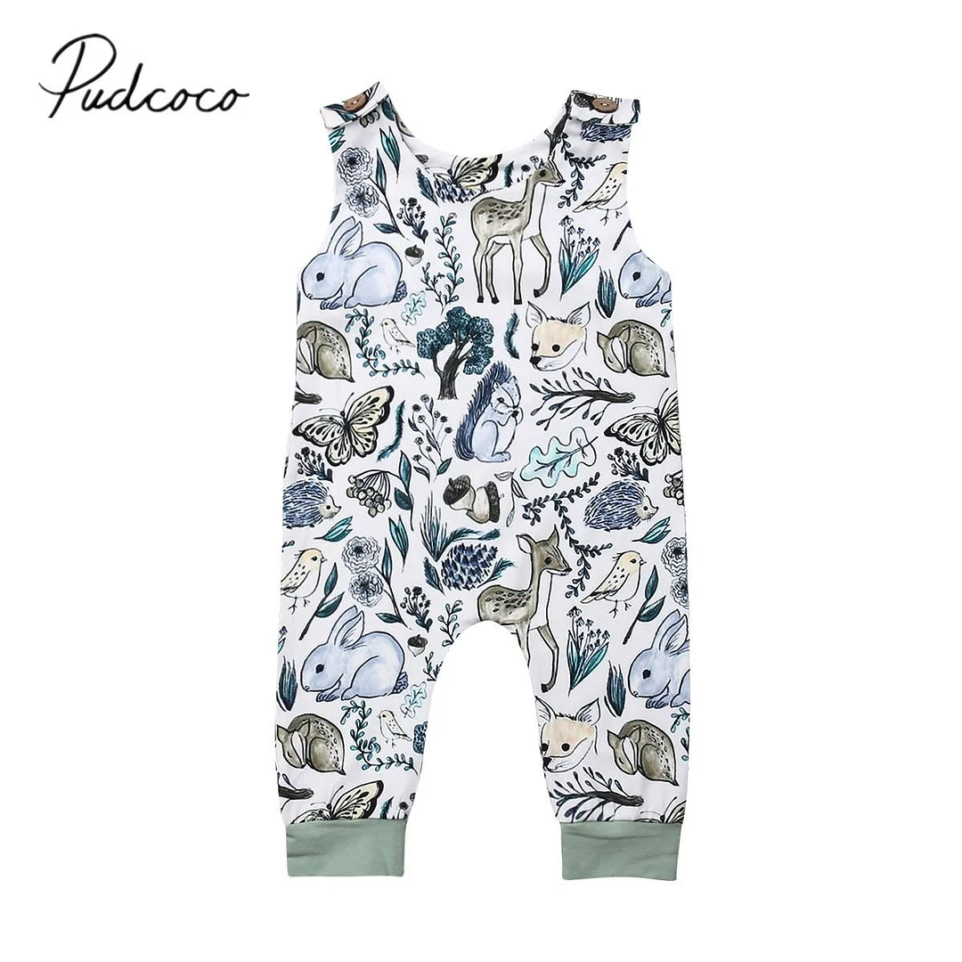 2019 Children Summer Clothing Newborn Infant Baby Girl Boy Sleeveless Romper Animals Print Jumpsuit One-Piece Overall Outfit