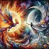 Sun And Moon Phoenix-11CT Stamped Cross Stitch 50*50cm tapestrymarket