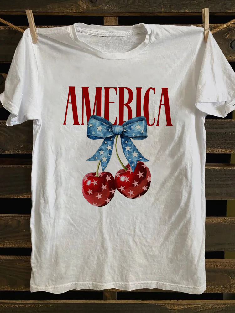 America Cherries 4th Of July T-shirt