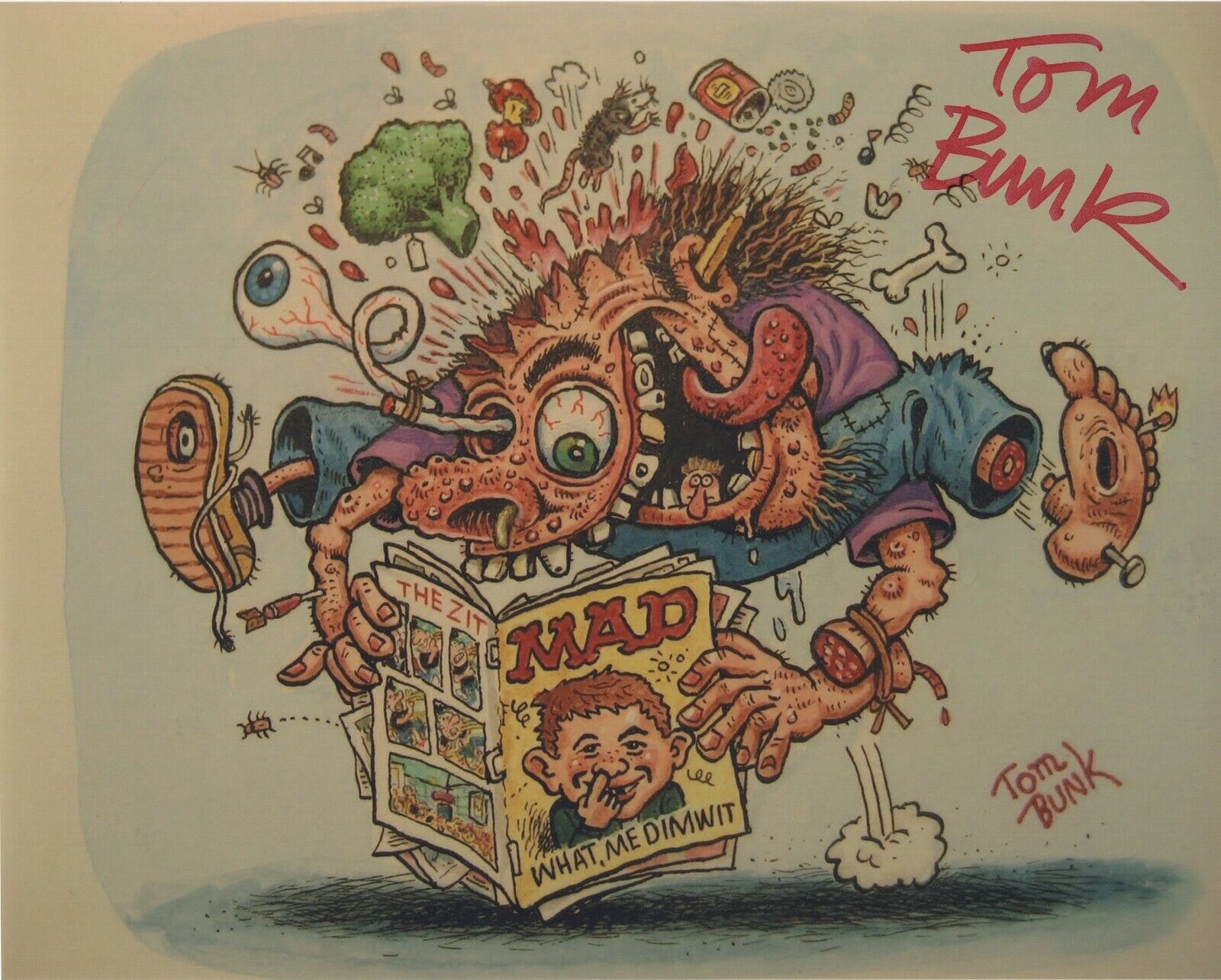 TOM BUNK SIGNED AUTOGRAPH CARTOON MAD MAGAZINE GARBAGE PAIL KIDS 8X10 Photo Poster painting #3