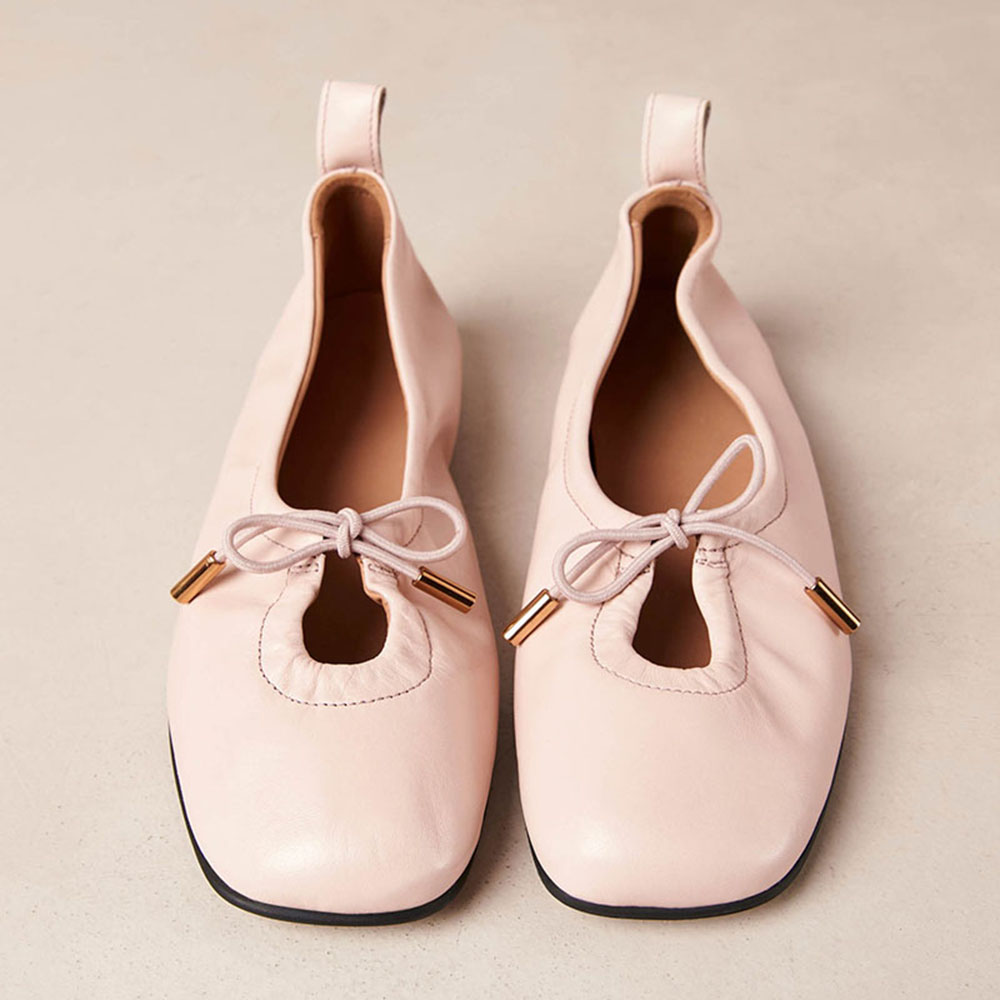 Soft Genuine Leather Ballerinas With Bow Wedding Flats For Guests Cushion Shoes