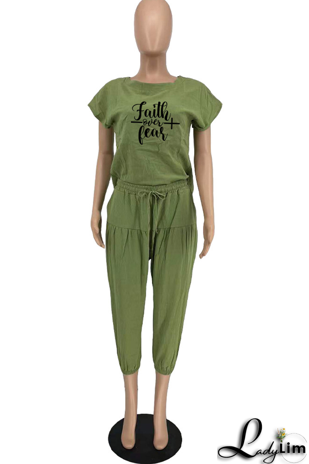 Yellow Fashion Print Patchwork O Neck Short Sleeve Two Pieces