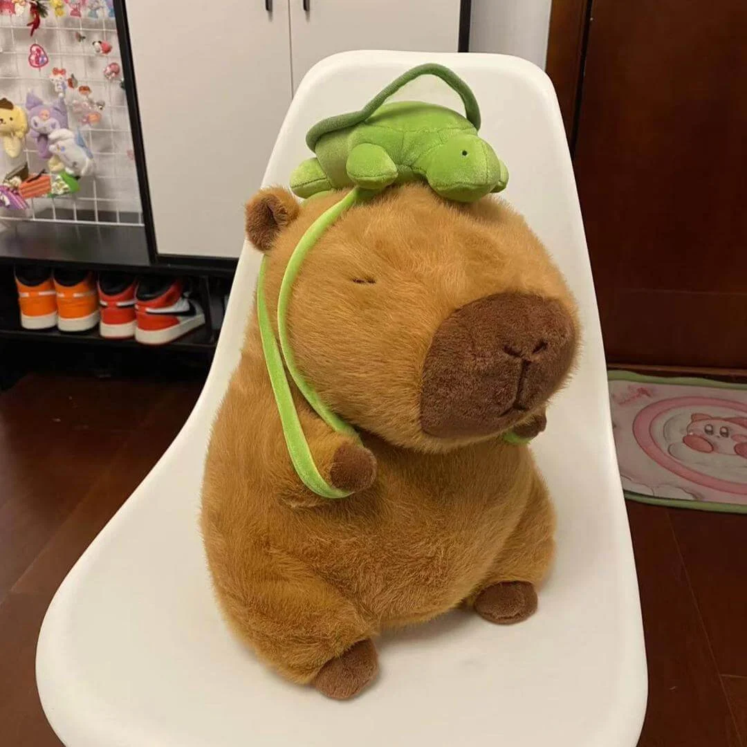 Cuteee Family Kawaii Capybara peluche avec sac tortue peluches oreiller jouet