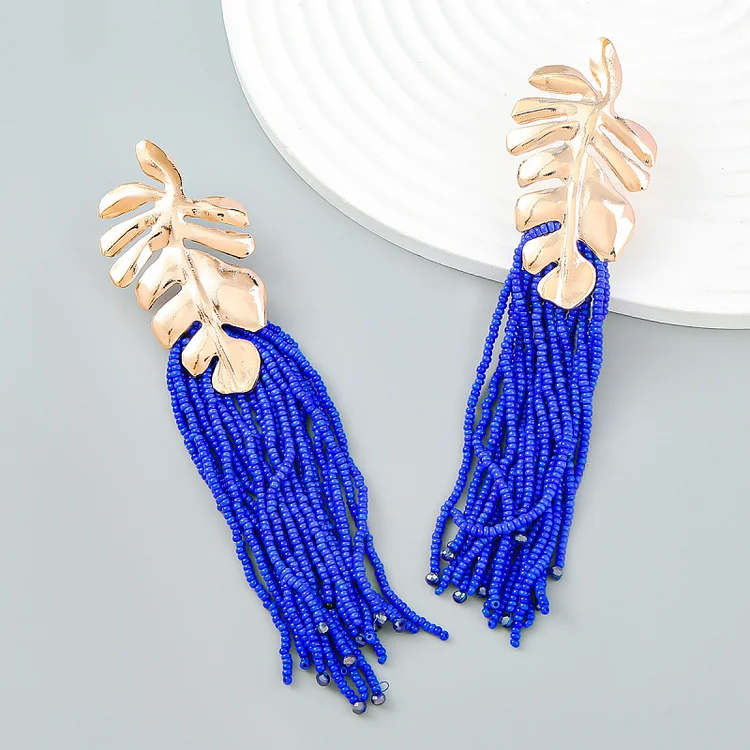 Leaf Tassel Earrings