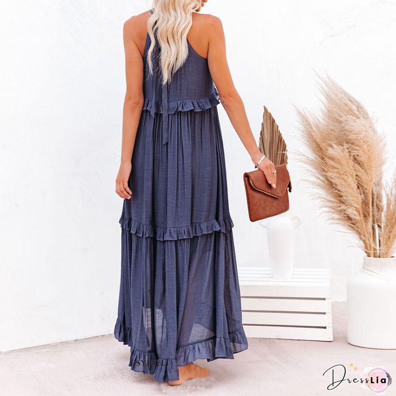 Elagant Big Swing Party Suspenders Dress