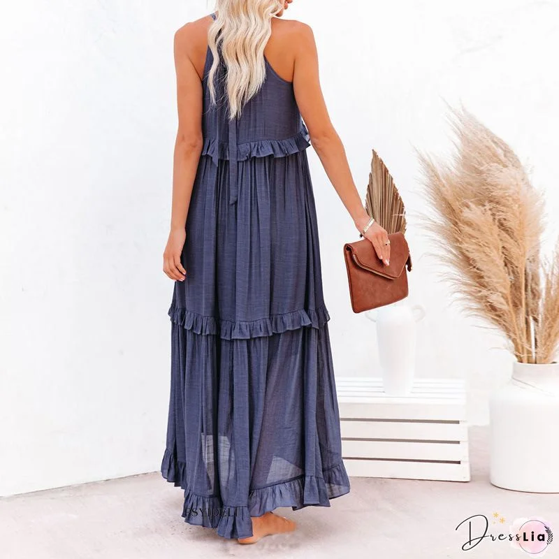 Elagant Big Swing Party Suspenders Dress