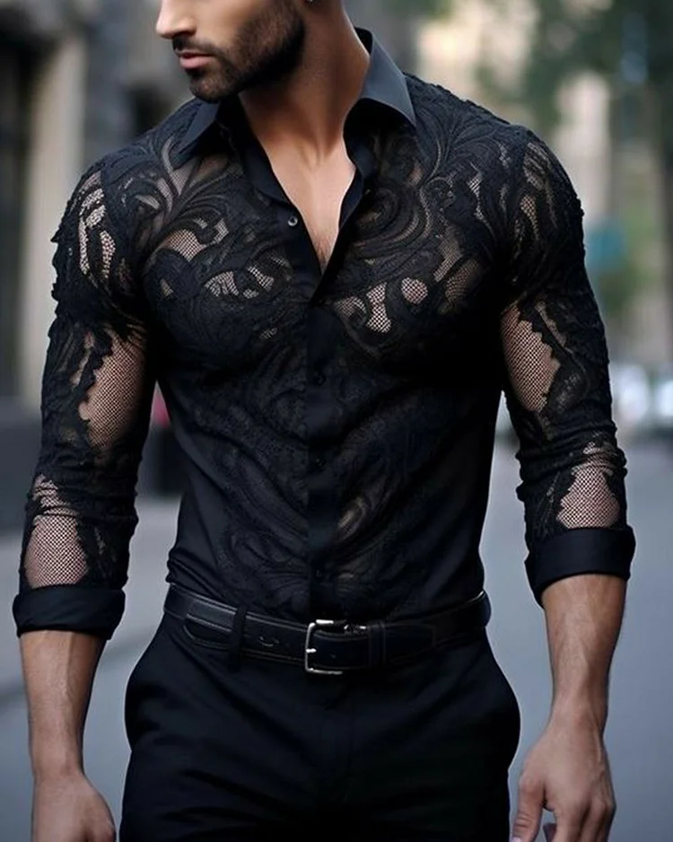 Men’s Embroidered Lace Shirt