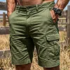 Cotton Blend Men's Cargo Shorts with Multiple Pockets and Adjustable Waistband by Inlyline