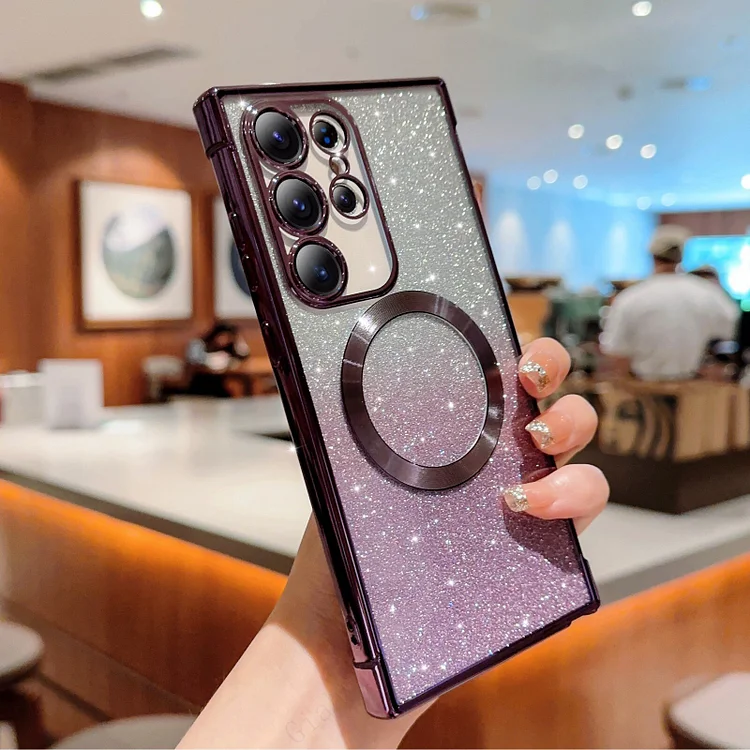 Bling Star Plating Lens Protection Phone Case For Samsung S21 S22 + Plus Ultra S20 FE For Magsafe Magnetic Wireless Charge Cover