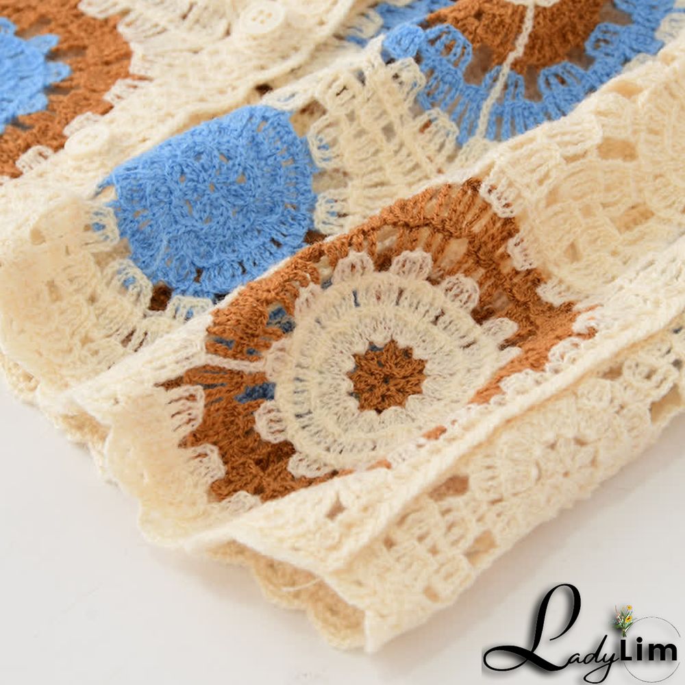 Crochet Hollow T-Shirt Fringed Split Denim Pants Two Pieces Set