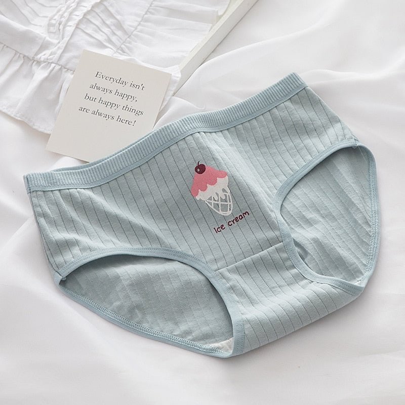 New Women's Cotton Underwear Lovely Girl's Comfort Briefs Mid Waist Seamless Underpants Fashion Pattern Panties Female Lingerie