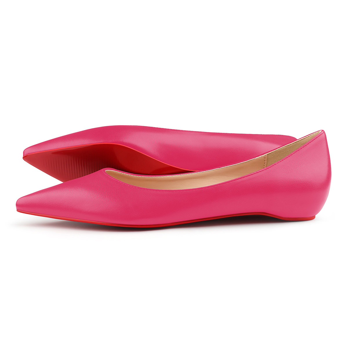 Women's Flats Pointed Toe Internal Increase Chunky Heels Red Bottom Kitten Heels Daily Pumps for Women-MERUMOTE