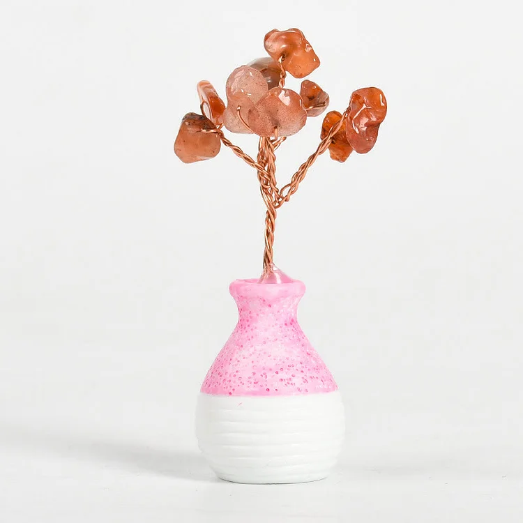 Olivenorma Crystal Tree of Life Pink Vase Gemstone Decoration
