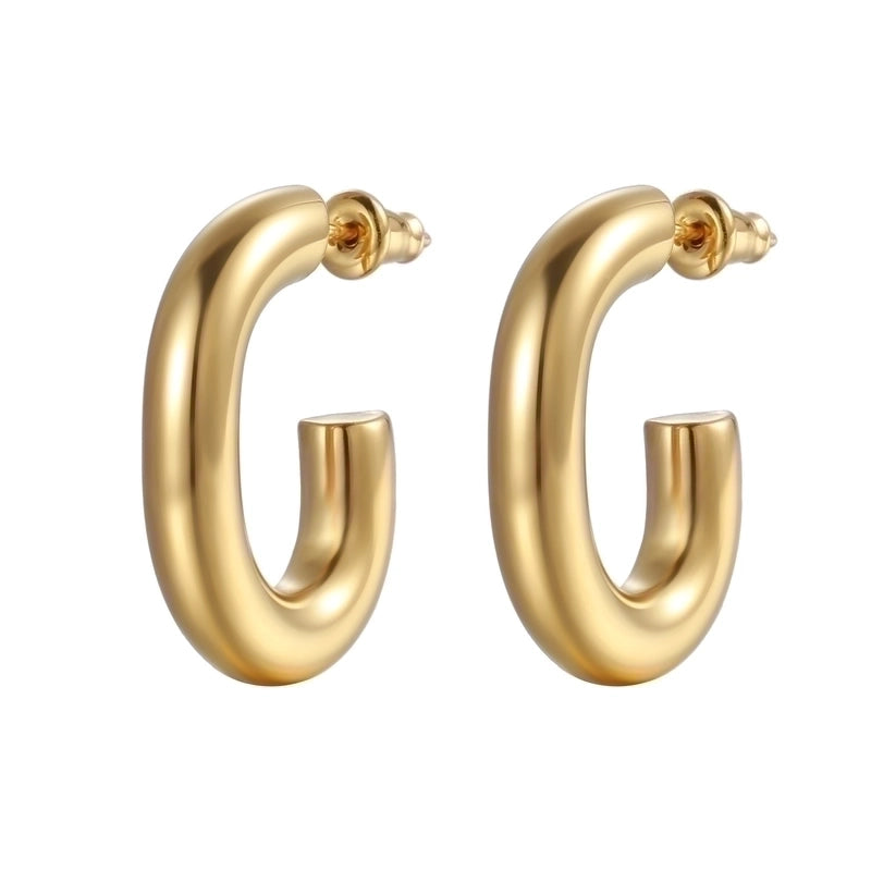 1 Pair Fashion Solid Color Plating 201 Stainless Steel 18K Gold Plated Earrings