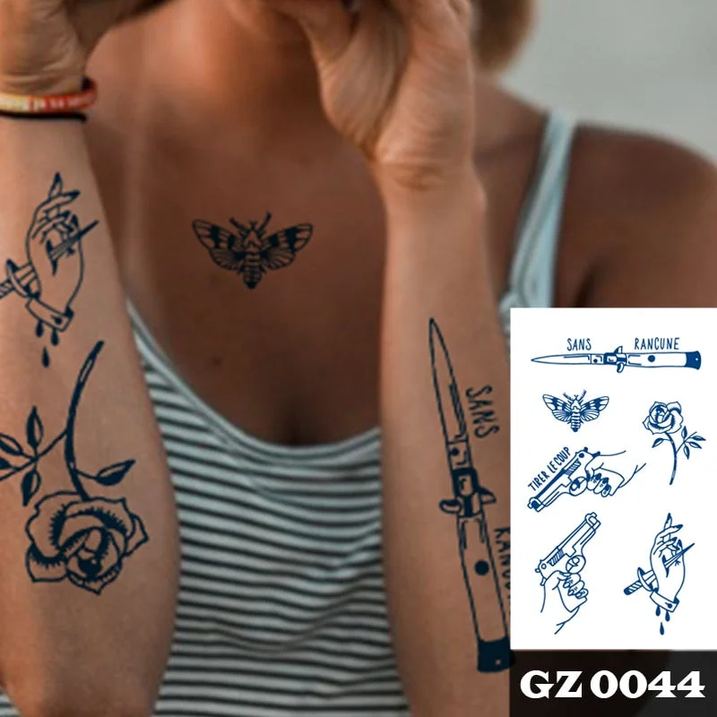 1Pcs Ink Juice Butterfly Text Tattoos Body Art Waterproof Temporary Tattoo Sticker For Men Women