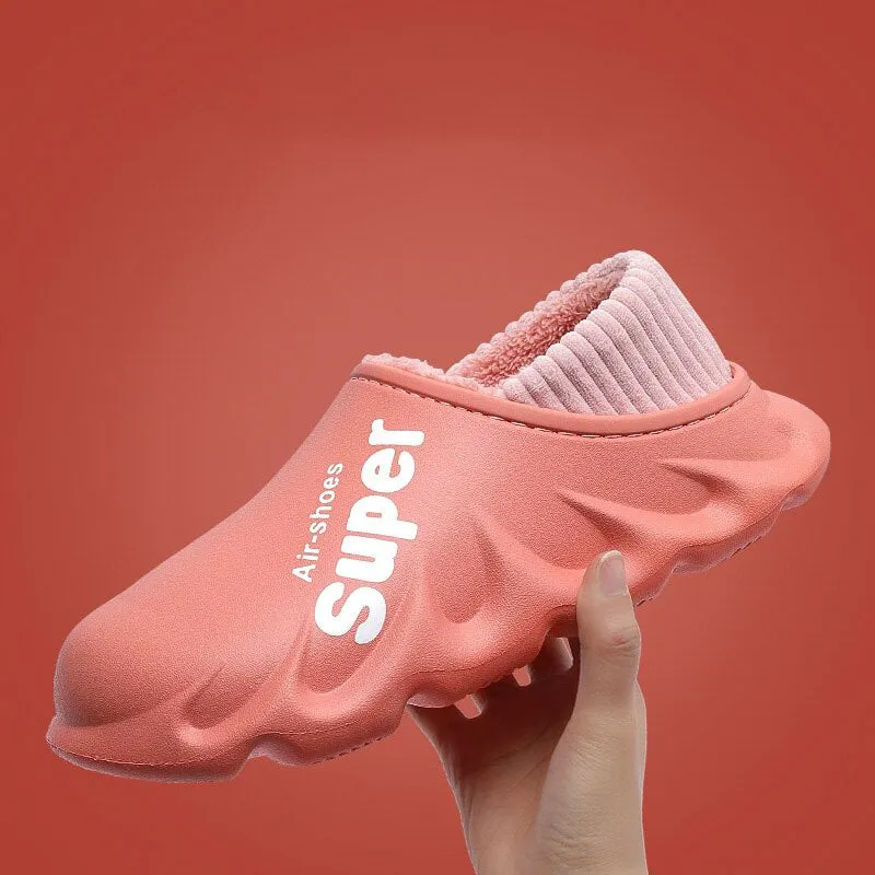 2021 Couples Winter Plush Slippers Warm Men Shoes Waterproof Autumn Women Non-Slip Cotton Indoor Cozy Home Thick Heel Slipper