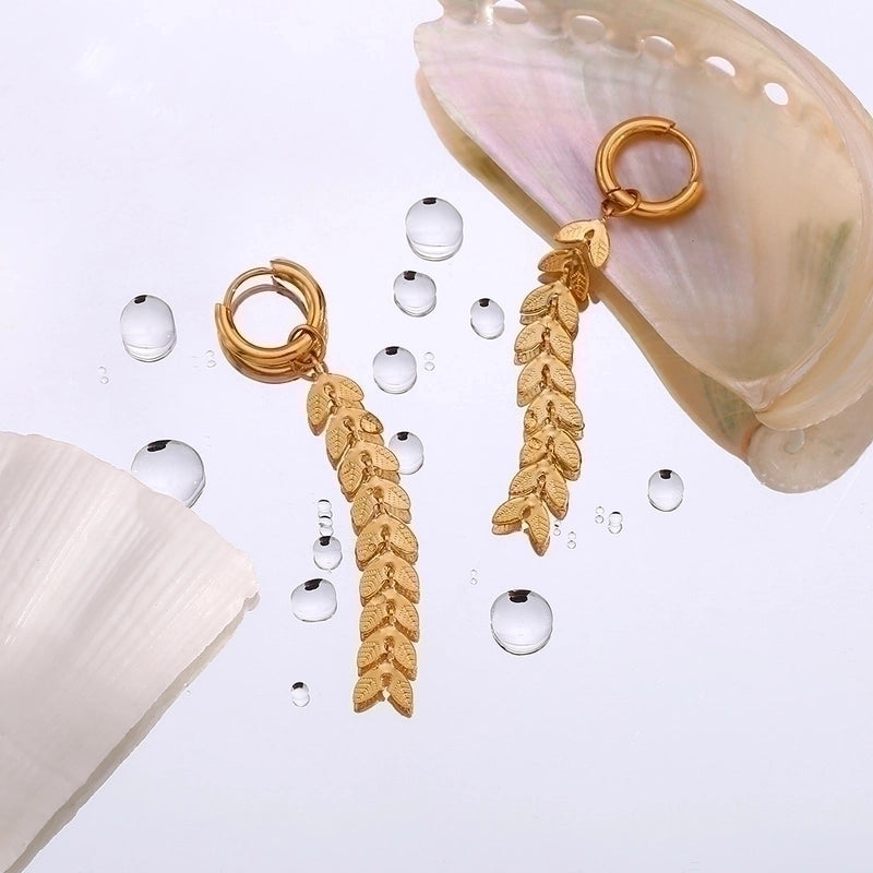 Fashion Fish Tail Plating 304 Stainless Steel 18K Gold Plated Earrings