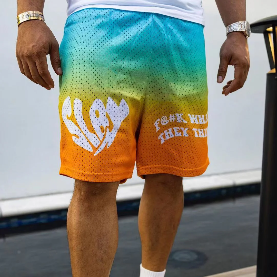 Gradient casual mesh sports beach shorts