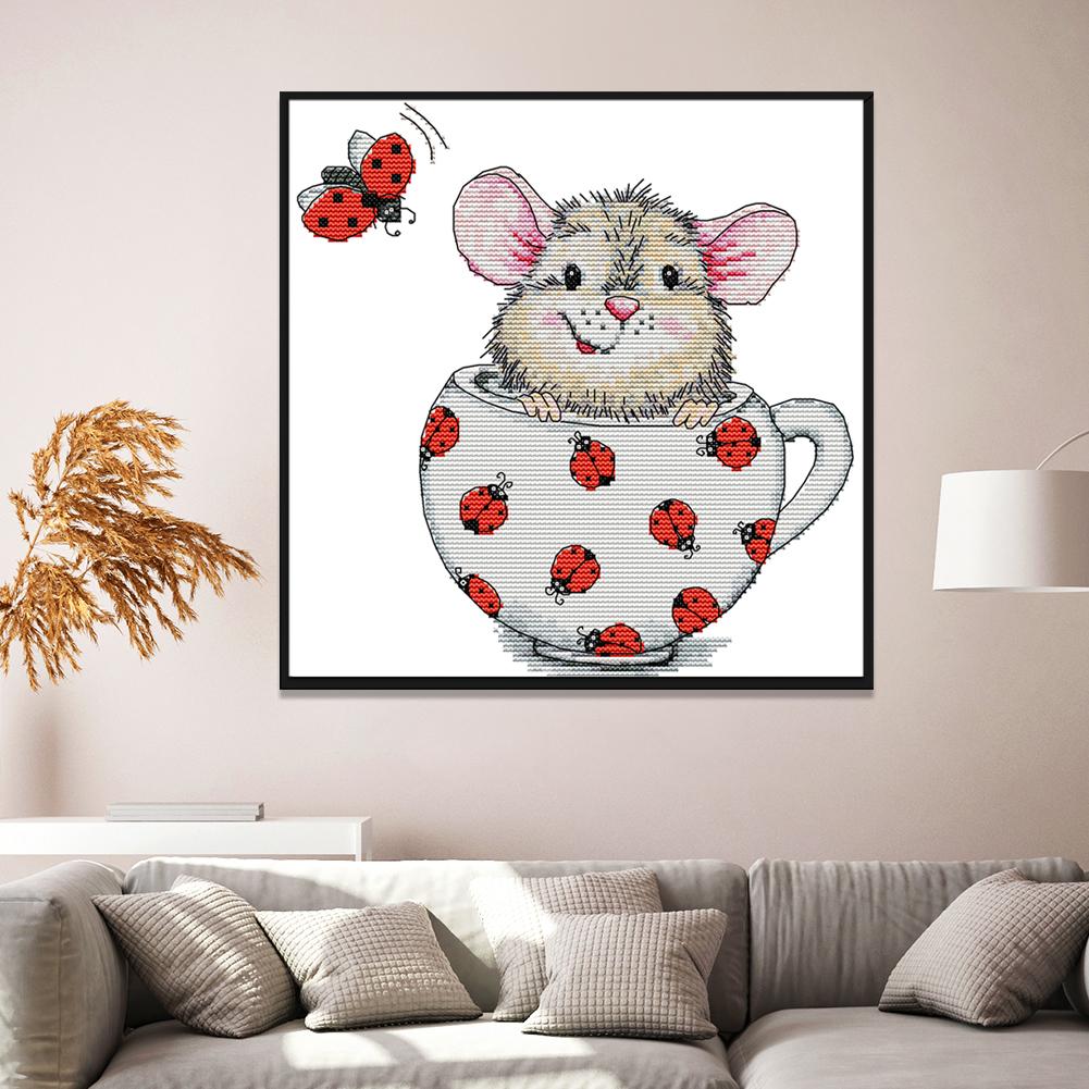 

Rat in the Cup - 14CT Stamped Cross Stitch - 29*29cm, 501 Original