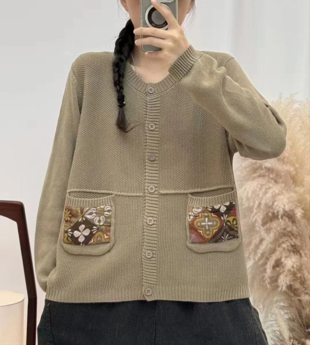 Chicfifth Sweater Women Winter Long Sleeve High Quality Autumn Vintage Top Knitted Cardigan