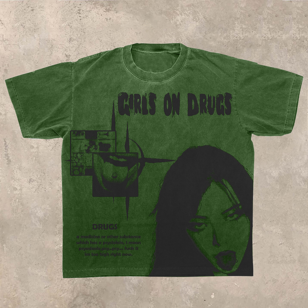 Sopula Vintage Girls On Graphic Cotton Short Sleeve T-Shirt - SOPULA