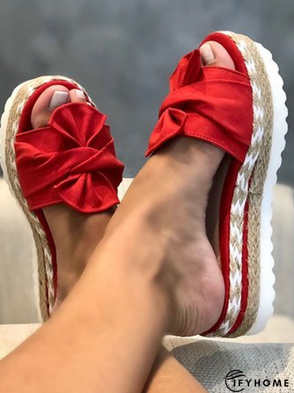 Women Casual Daily Comfy Bowknot Slip On Sandals | IFYHOME