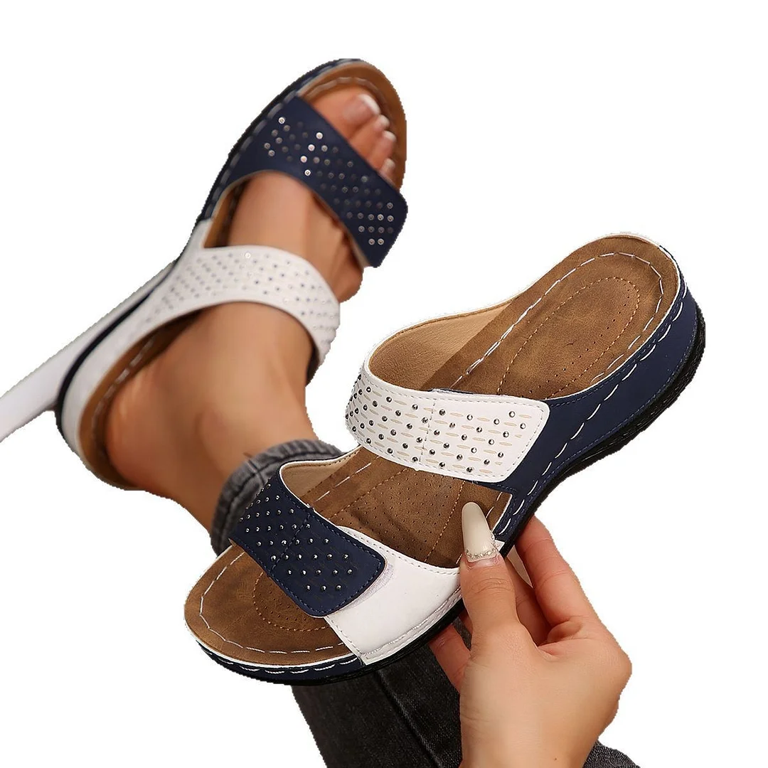 Yyvonne Summer Women Thick Bottom Slippers Large-Size Thick-Sed Fish Mouth Slippers Outside Wearing Beach Shoes