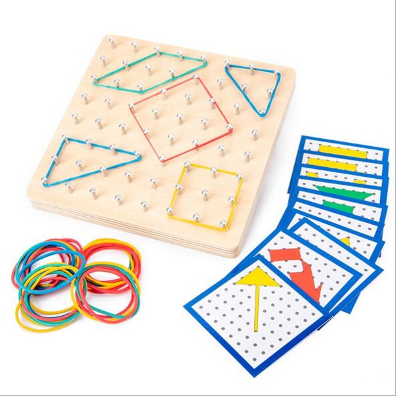 

Wooden Toys Geoboard Mathematical Block with Cards STEM Puzzle for Kids, 501 Original