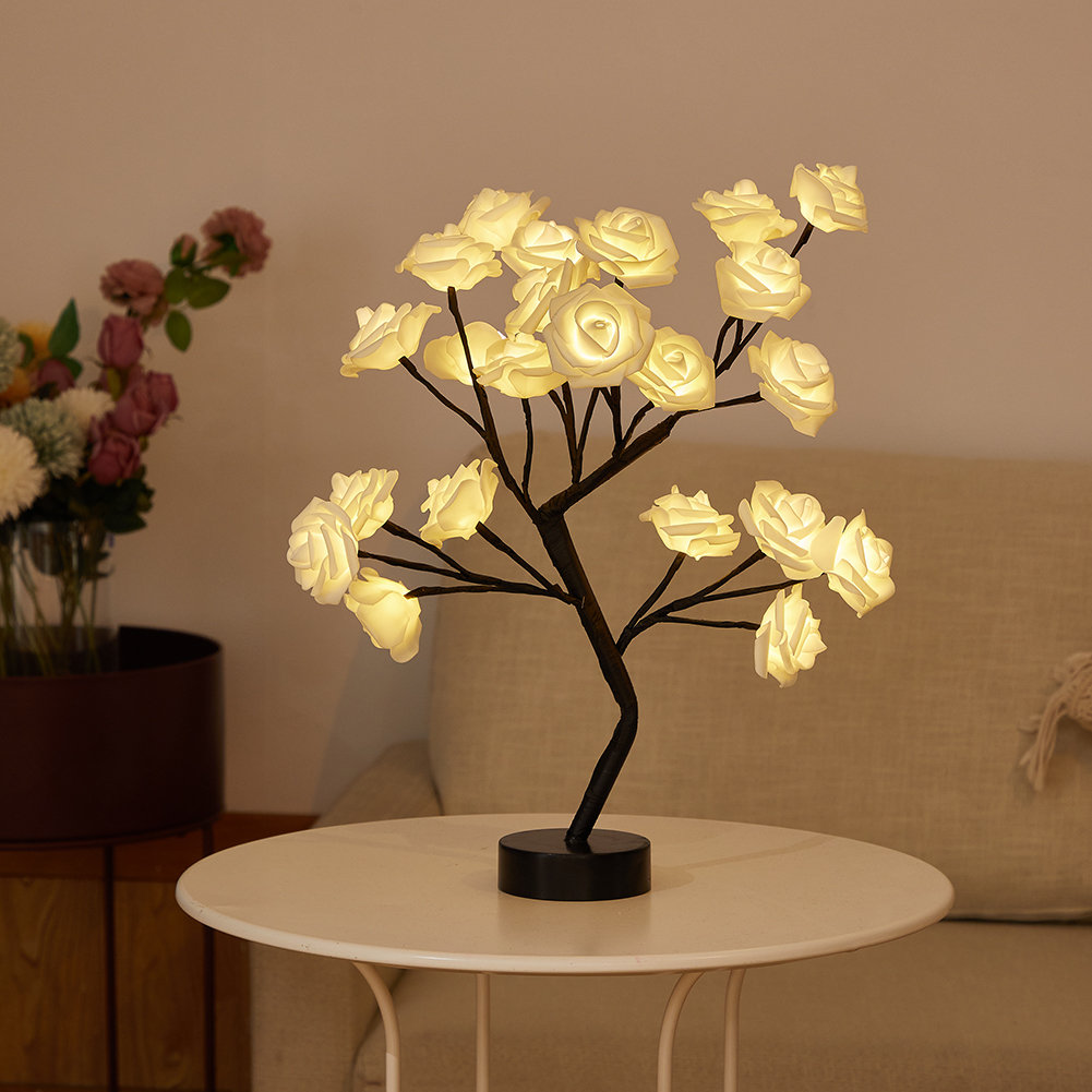 

LED Rose Flower Tree Light Fairy Bonsai Table Ornament Lamp Wedding Decor, White, 501 Original