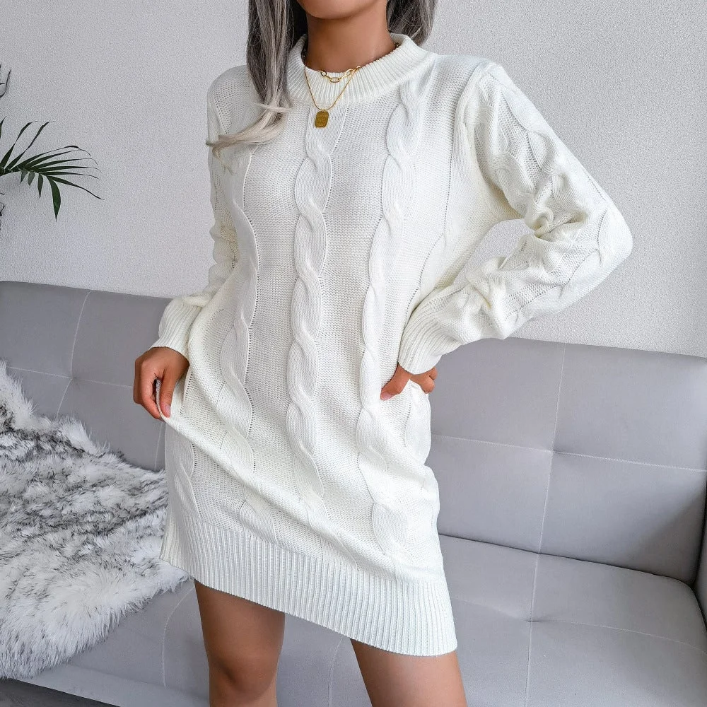 Woman Twist Bag Hip Sweater Dress Knitted Dress