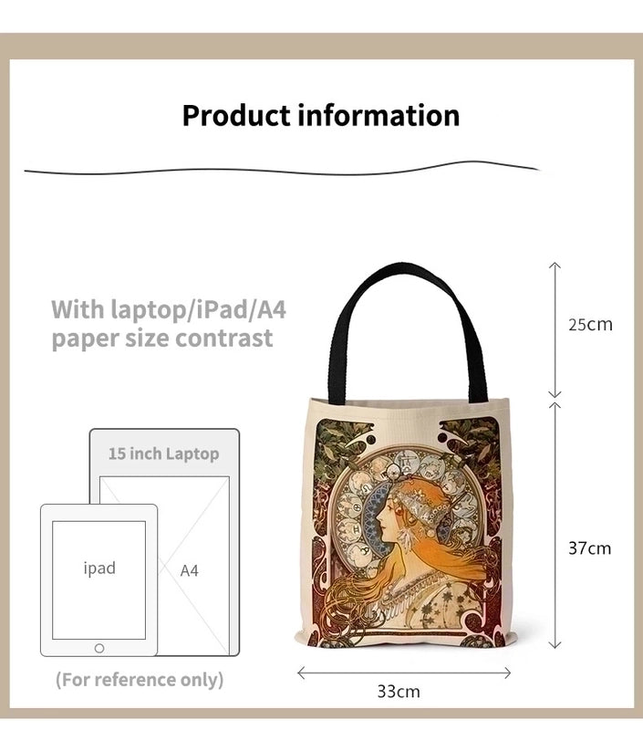 Unisex Vintage Style Portrait Canvas Shopping Bags