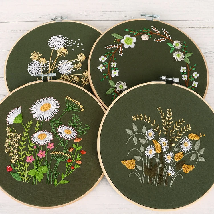 Daisy Floral Embroidery Starter Kit, Simple Stitch For Beginners