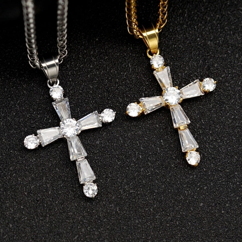 1 Piece 35*29mm 314 Stainless Steel Zircon Cross Pendant
