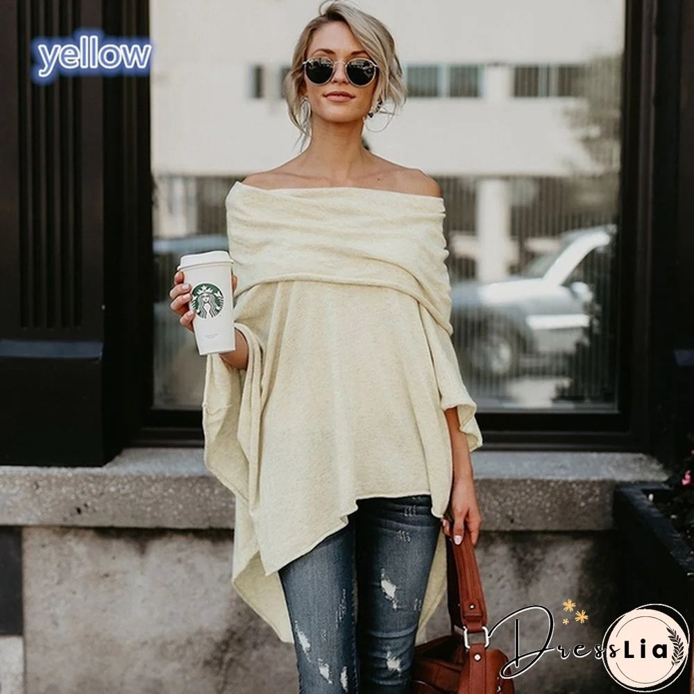 Sexy Women Gauffer Boat Neck Off Shoulder Loose Blouse Bat Sleeve Casual Shirts