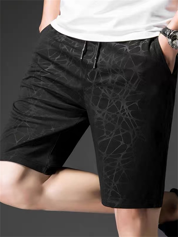 Men's Athletic Shorts Active Shorts Casual Shorts Pocket Drawstring Elastic Waist Print Breathable Quick Dry Knee Length Casual Daily Fashion Streetwear Black