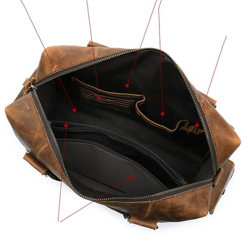 Mens Large Capacity Travelling Vintage Leather Duffel Bags Casual Briefcase