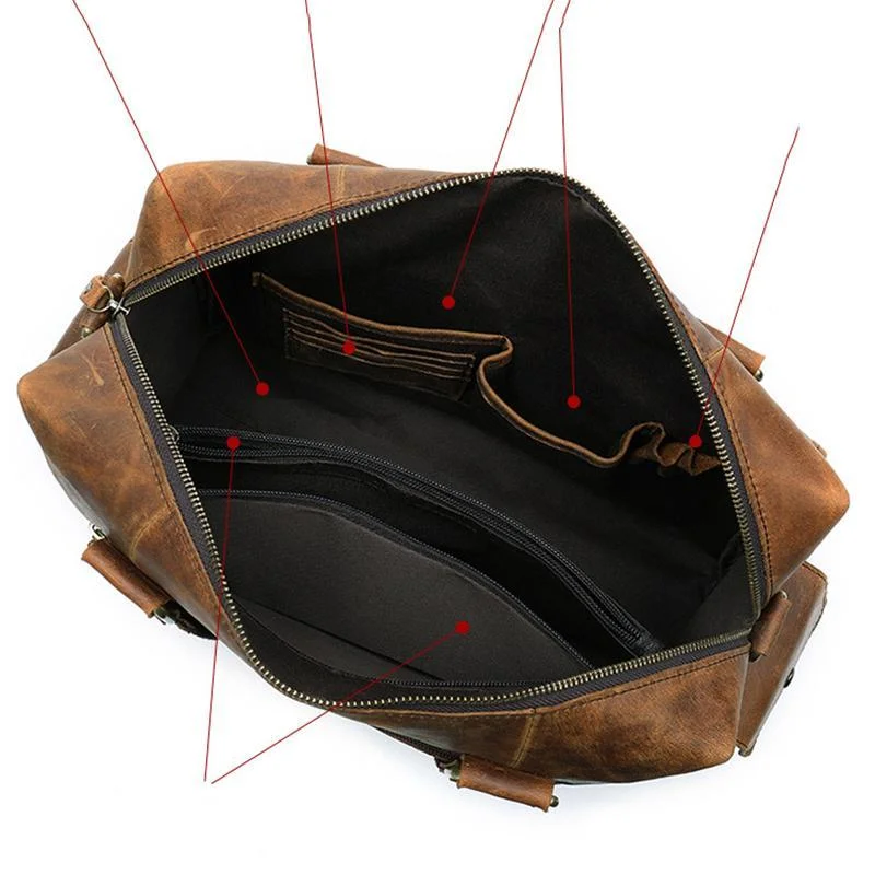 Mens Large Capacity Travelling Vintage Leather Duffel Bags Casual Briefcase