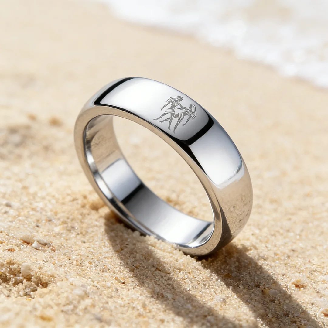 Womens Or Mens Gemini Tungsten Carbide Wedding Rings Sliver Domed Top Couples Bands 4MM 6MM 8MM