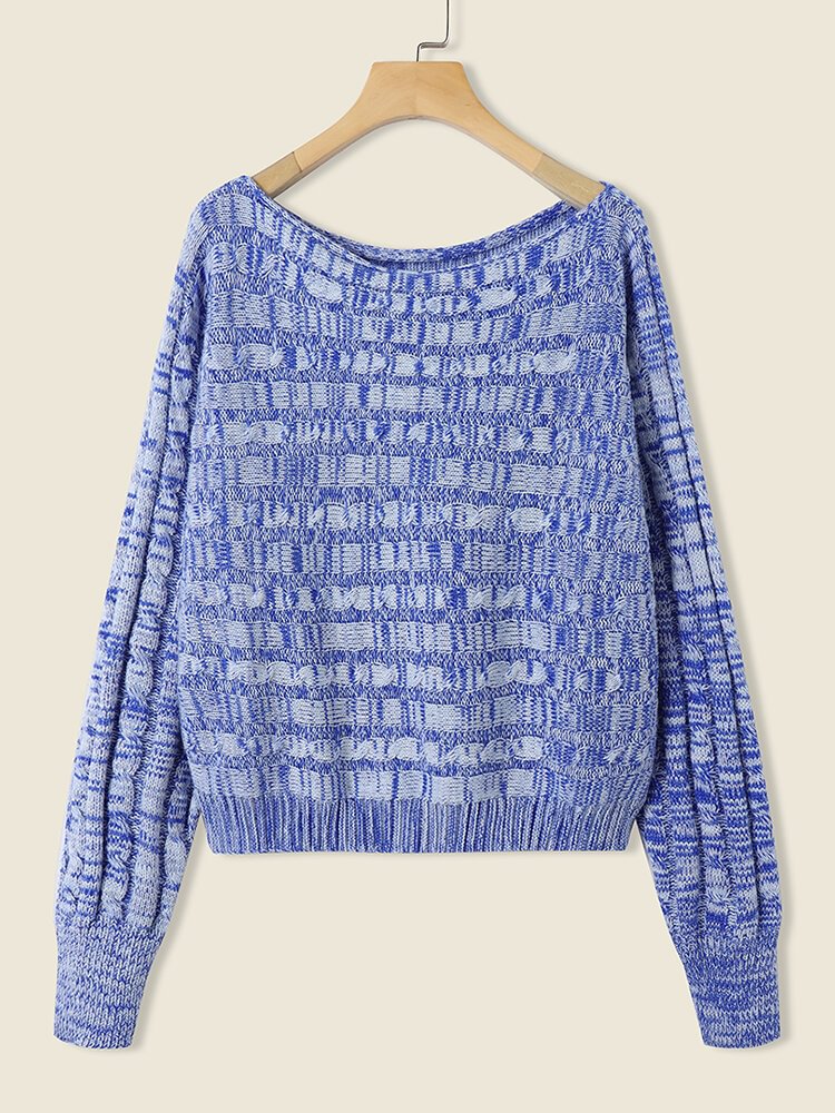 Marled Cable Knit Long Sleeve Crew Neck Sweater
