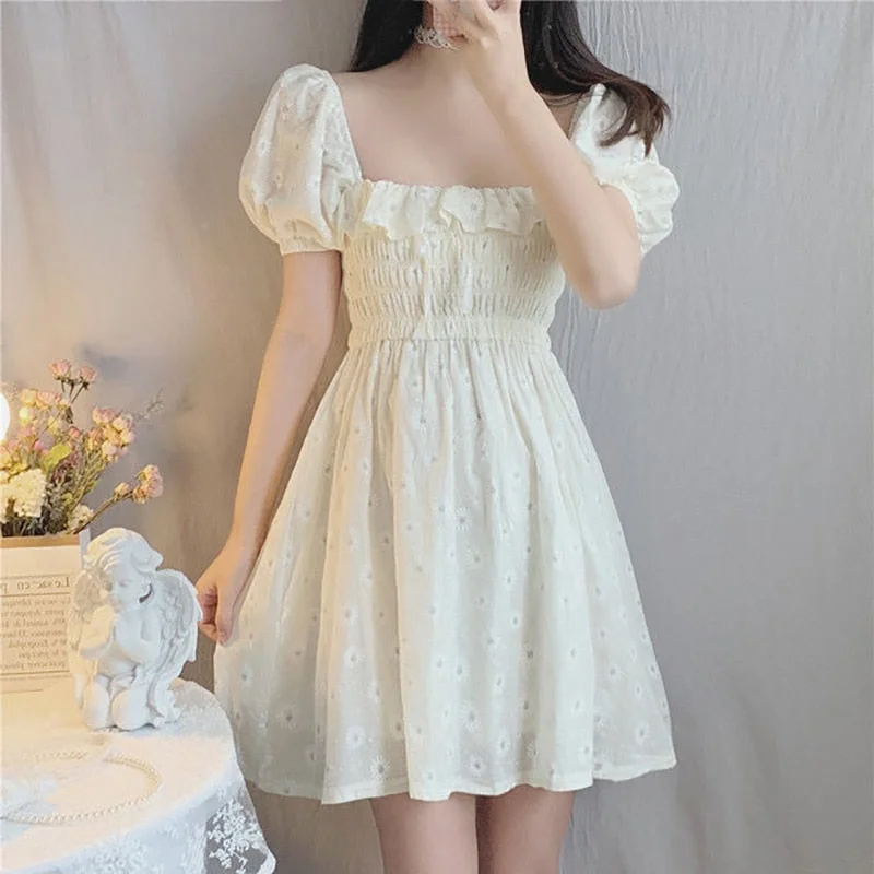 Billlnai 2023 Graduation party  Korean Fashion Summer Everyday Dress For Women  Casual Kawaii Mini Flora Harajuku Sexy Aesthetic  Cottagecore