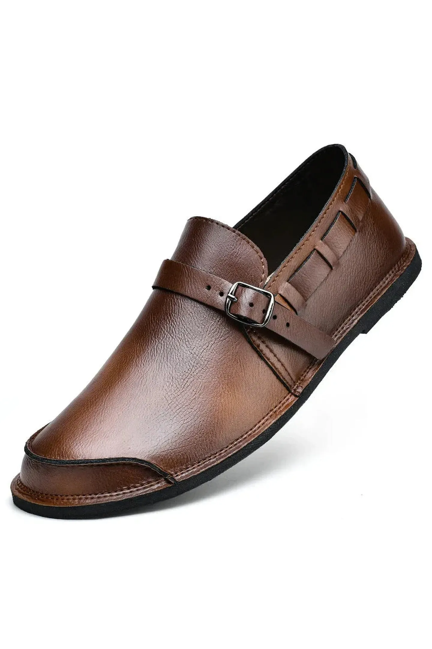Massimo Men's Burnished Leather Monk Strap Loafers &ndash; Smart Shoes