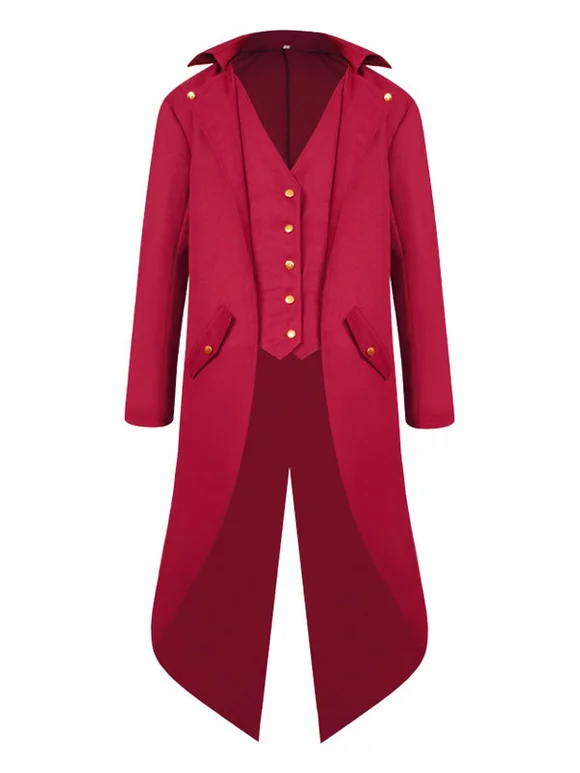 Carnival Costume Retro Men High Low Coat Buttons Up Vintage Tuxedo Halloween Costume Novameme