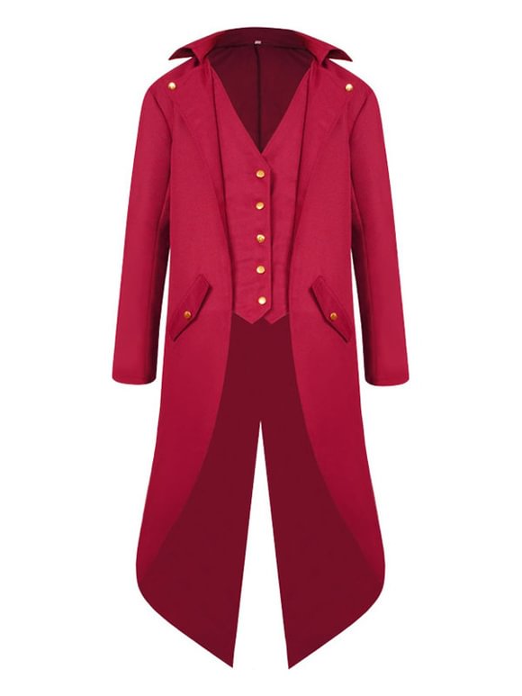 Carnival Costume Retro Men High Low Coat Buttons Up Vintage Tuxedo Halloween Costume Novameme