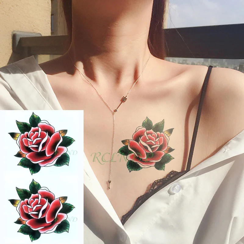 Sdrawing Temporary Tattoo Sticker rose flower Tatto Flash Tatoo Fake Tattoos Tatouage Wrist foot hand For Girl Women femme