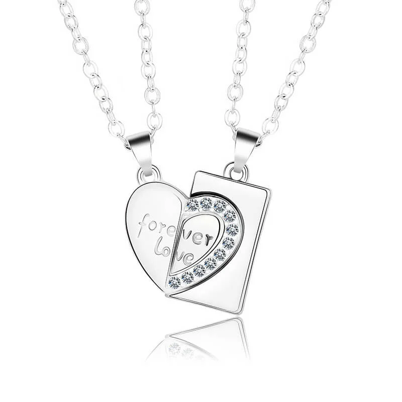 Heart-Shaped Patchwork Pendant Couple Necklace